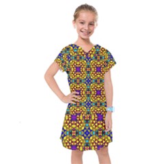 Tile Background Image Graphic Abstract Kids  Drop Waist Dress by Pakrebo