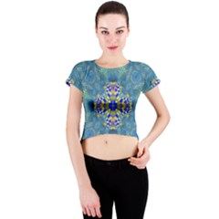 Tile Background Image Graphic Crew Neck Crop Top by Pakrebo