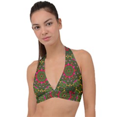 Background Image Pattern Halter Plunge Bikini Top