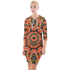 Background Pattern Structure Art Quarter Sleeve Hood Bodycon Dress