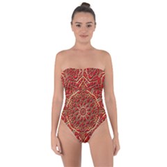 Tile Background Image Pattern 3d Red Tie Back One Piece Swimsuit by Pakrebo