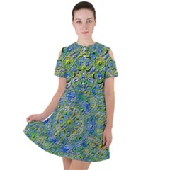 Farbenpracht Kaleidoscope Short Sleeve Shoulder Cut Out Dress 