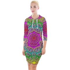 Mandala  Background Geometric Quarter Sleeve Hood Bodycon Dress