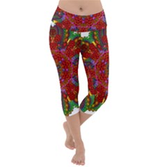 Mandala Fractal Graphic Design Lightweight Velour Capri Yoga Leggings