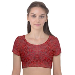 Tile Background Image Graphic 35 Red Velvet Short Sleeve Crop Top  by Pakrebo