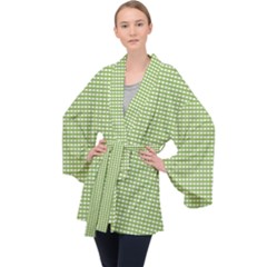 Green Gingham Velvet Kimono Robe by retrotoomoderndesigns