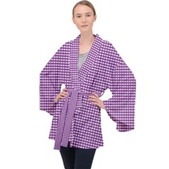 Purple Gingham Velvet Kimono Robe by retrotoomoderndesigns