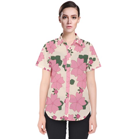 Floral Vintage Flowers Wallpaper Women s Short Sleeve Shirt by Mariart