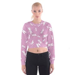 Dragonflies Pattern Cropped Sweatshirt by Valentinaart