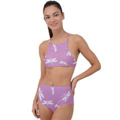 Dragonflies Pattern High Waist Tankini Set