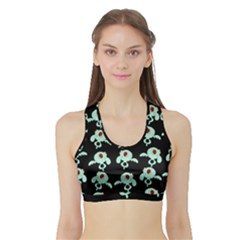 Squidward In Repose Pattern Sports Bra With Border