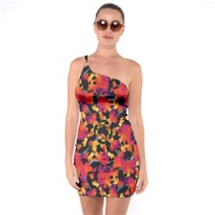 Red Floral Collage Print Design 2 One Soulder Bodycon Dress by dflcprintsclothing