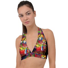 Dragon Lights Centerpiece Halter Plunge Bikini Top by Riverwoman