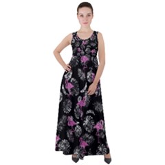 Flamingo Pattern Empire Waist Velour Maxi Dress