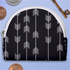 Black And White Abstract Pattern Horseshoe Style Canvas Pouch by Valentinaart