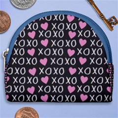 Xo Valentines Day Pattern Horseshoe Style Canvas Pouch by Valentinaart