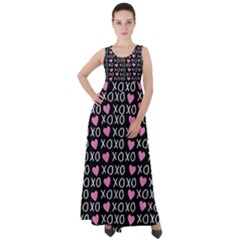 Xo Valentines Day Pattern Empire Waist Velour Maxi Dress