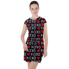 Xo Valentines Day Pattern Drawstring Hooded Dress by Valentinaart