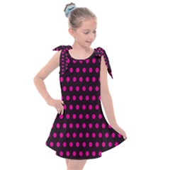 Pink Black Polka Dots Kids  Tie Up Tunic Dress by retrotoomoderndesigns