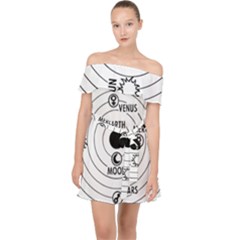 Earth Geocentric Jupiter Mars Off Shoulder Chiffon Dress