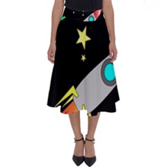 Planet Rocket Space Stars Perfect Length Midi Skirt by Wegoenart