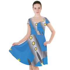 Rocket Spaceship Space Travel Nasa Cap Sleeve Midi Dress