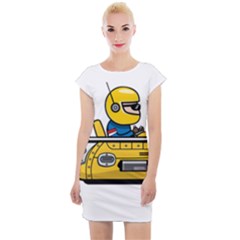 Cartoon Space Racer Galaxy Science Cap Sleeve Bodycon Dress