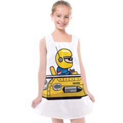 Cartoon Space Racer Galaxy Science Kids  Cross Back Dress