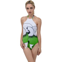 Sheep Agriculture Hill Group Flock Go With The Flow One Piece Swimsuit by Wegoenart