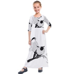 Vintage Old Fashioned Animal Wild Kids  Quarter Sleeve Maxi Dress by Wegoenart