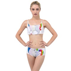 Rainbow Unicorn Unicorn Heart Layered Top Bikini Set