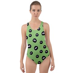 Totoro - Soot Sprites Pattern Cut-out Back One Piece Swimsuit by Valentinaart