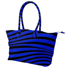 Black And Blue Linear Abstract Print Canvas Shoulder Bag by dflcprintsclothing