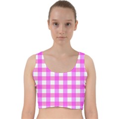 Gingham Duo Fuschia On Pink Velvet Racer Back Crop Top