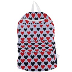 Red & White Hearts- Lilac Blue Foldable Lightweight Backpack by WensdaiAmbrose