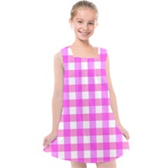 Gingham Duo Fuschia On Pink Kids  Cross Back Dress