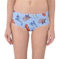 Dinosaurs - Baby Blue Mid-waist Bikini Bottoms by WensdaiAmbrose