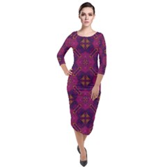 Backdrop Background Cloth Colorful Quarter Sleeve Midi Velour Bodycon Dress