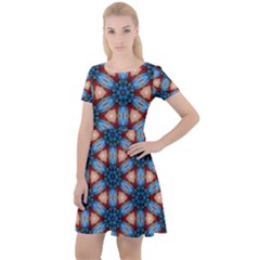 Pattern Tile Background Seamless Cap Sleeve Velour Dress 