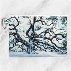 Tree Winter Blue Snow Cold Scene Canvas Cosmetic Bag (xl) by Pakrebo