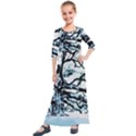 Tree Winter Blue Snow Cold Scene Kids  Quarter Sleeve Maxi Dress View1