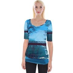 Bridge Trees Walking Nature Road Wide Neckline Tee