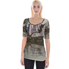 Sea Fortress Lake Reflection Sky Wide Neckline Tee