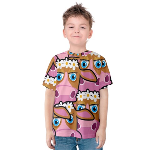 Pink Cows Kids  Cotton Tee by ArtworkByPatrick