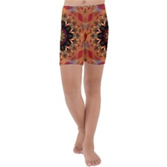 Abstract Kaleidoscope Design Kids  Lightweight Velour Capri Yoga Leggings