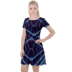 Sci Fi Texture Futuristic Design Cap Sleeve Velour Dress 