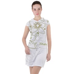 Flowers Background Leaf Leaves Drawstring Hooded Dress