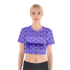 Nerdy Glasses Purple Cotton Crop Top by snowwhitegirl