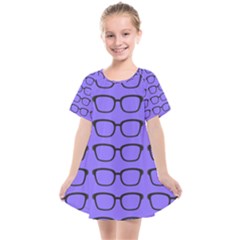 Nerdy Glasses Purple Kids  Smock Dress by snowwhitegirl