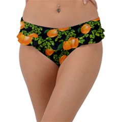 Citrus Tropical Orange Black Frill Bikini Bottom